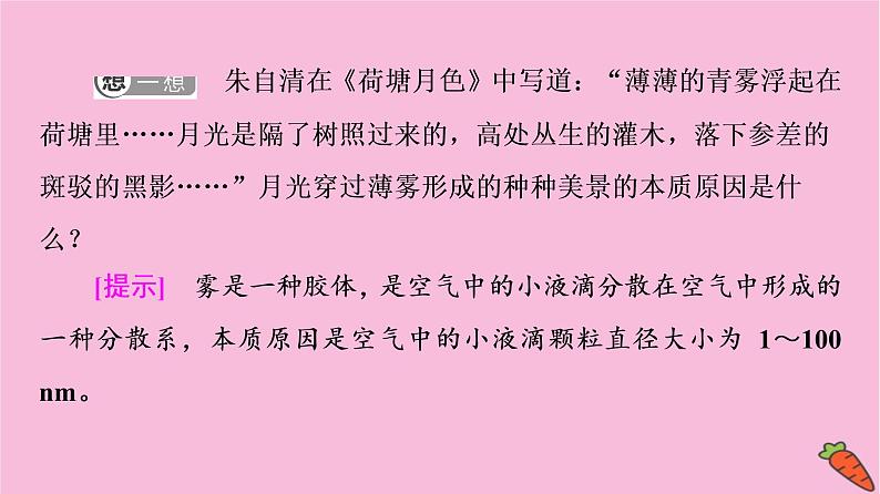 新教材2021-2022学年鲁科版化学必修第一册课件：第2章 第1节 基础课时8　一种重要的混合物——胶体05