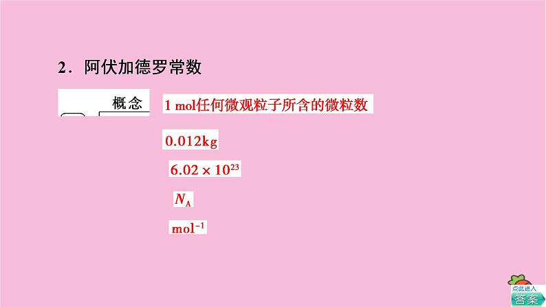 新教材2021-2022学年鲁科版化学必修第一册课件：第1章 第3节 基础课时4　物质的量　摩尔质量05