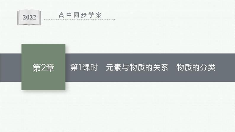 鲁科版(2019)化学必修第一册 第2章　第1节　第1课时　元素与物质的关系　物质的分类课件PPT01