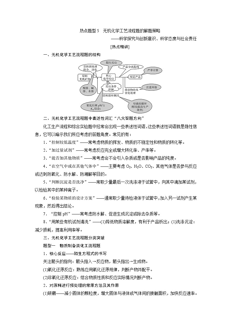2022届高考化学一轮复习讲义学案第4章  热点题型5　无机化学工艺流程题的解题策略01