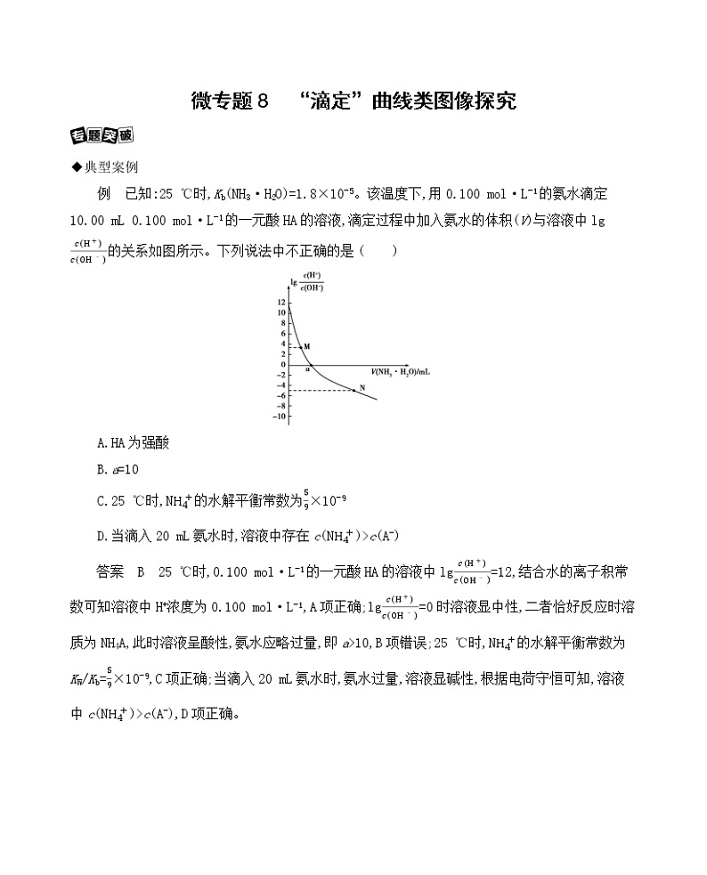 高考化学专题复习 专题八　水溶液中的离子平衡_微专题8　“滴定”曲线类图像探究学案01