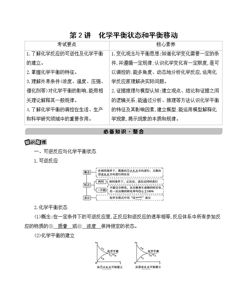 高考化学专题复习 专题七　化学反应速率和化学平衡 第2讲  化学平衡状态和平衡移动学案01