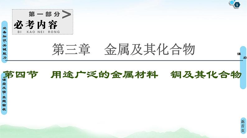 2021高三化学人教版一轮课件：第3章 第4节 用途广泛的金属材料　铜及其化合物第1页