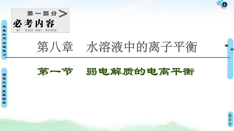 2021高三化学人教版一轮课件：第8章 第1节 弱电解质的电离平衡第1页