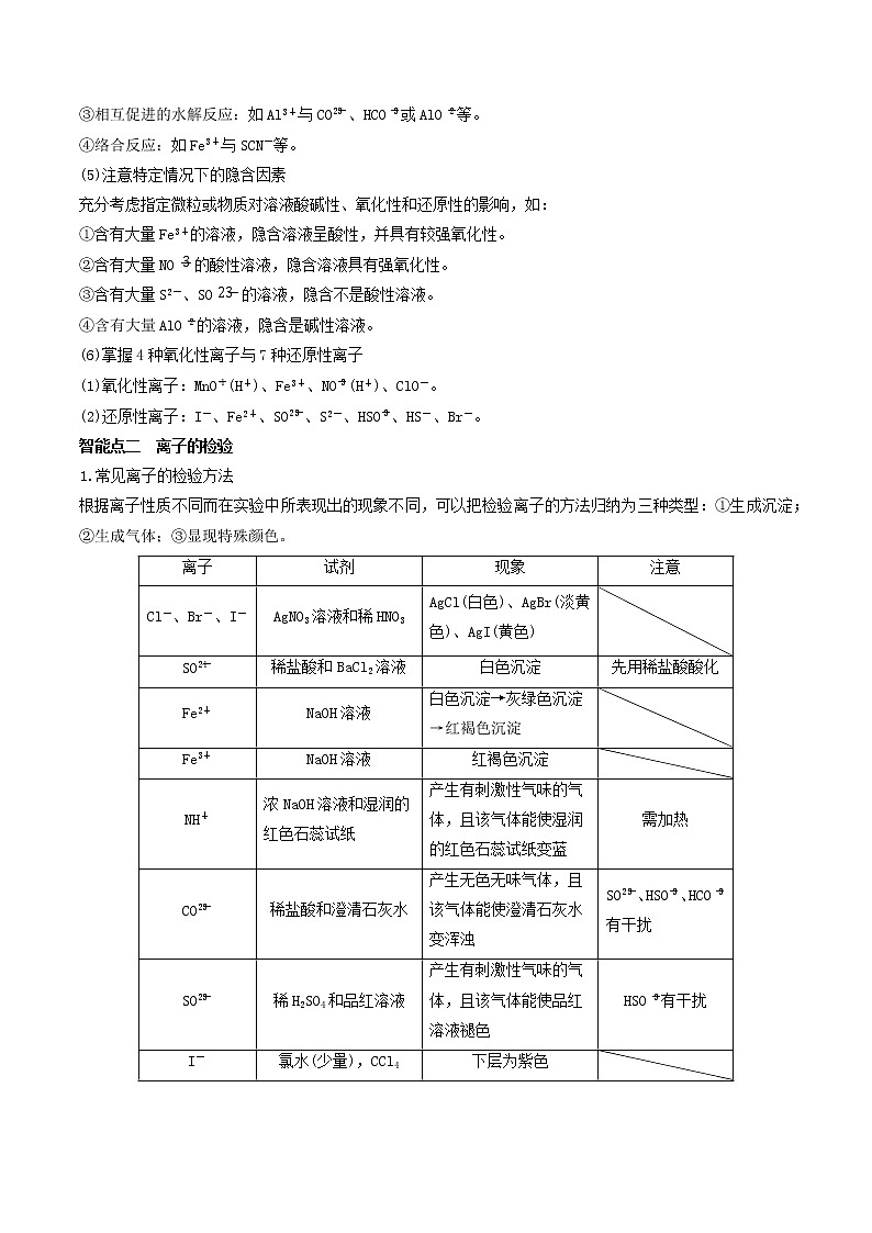 第05讲  离子共存　离子的检验和推断（讲）-2022年一轮复习讲练测（解析版）第3页