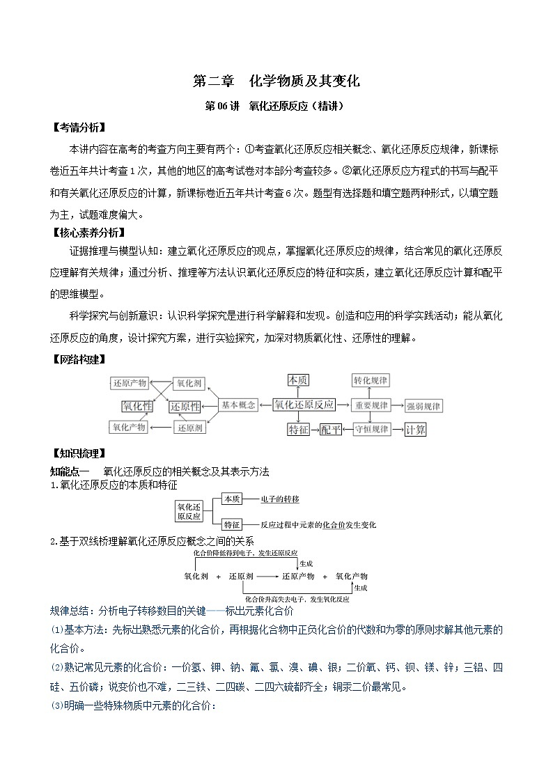 第06讲  氧化还原反应（讲）-2022年高考化学一轮复习讲练测01