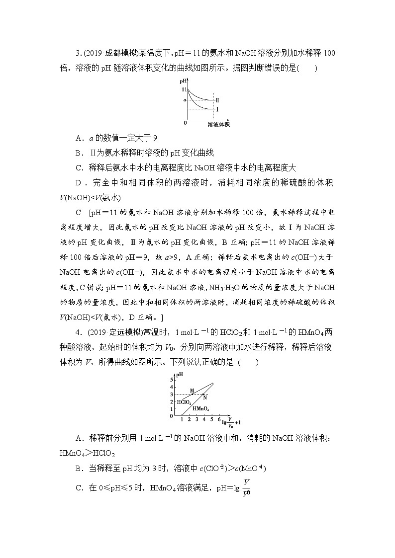 2021高三化学人教版一轮课后限时集训：24 弱电解质的电离平衡 Word版含解析第2页