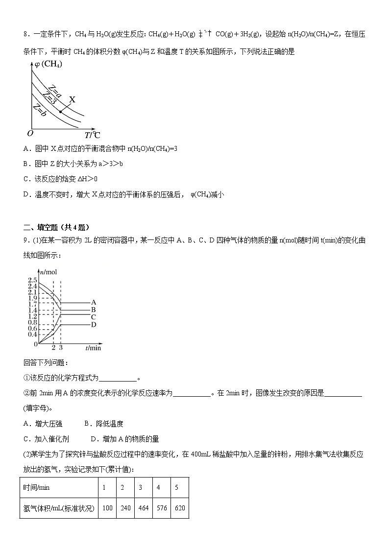第二章化学反应速率与化学平衡章节巩固练习2 2021-2022学年上学期高二化学人教版（2019）选择性必修1第3页