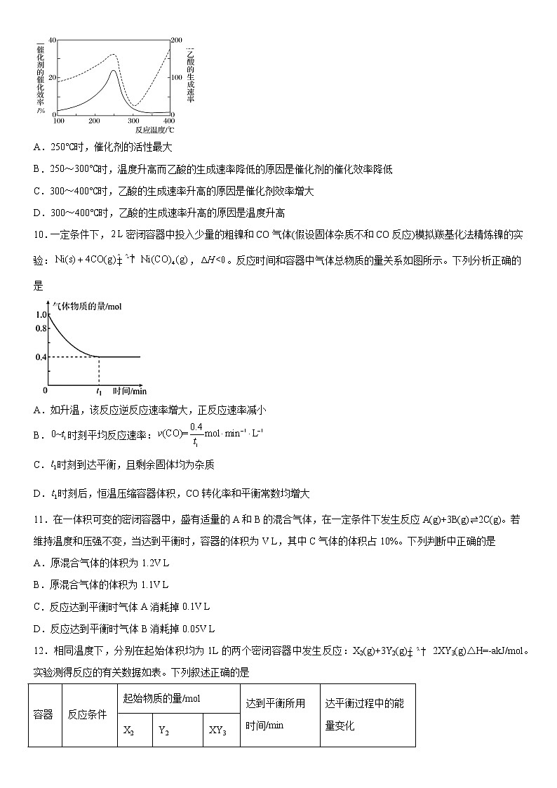 人教版（2019）高中化学选择性必修一第二章化学反应速率与化学平衡章节练习3第3页