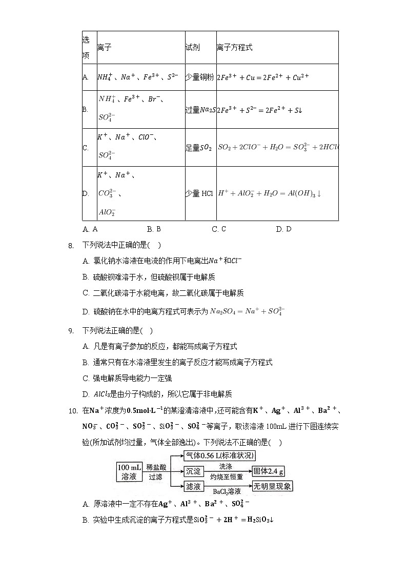 1.2离子反应 同步练习（基础） 人教版（2019）高中化学必修第一册03