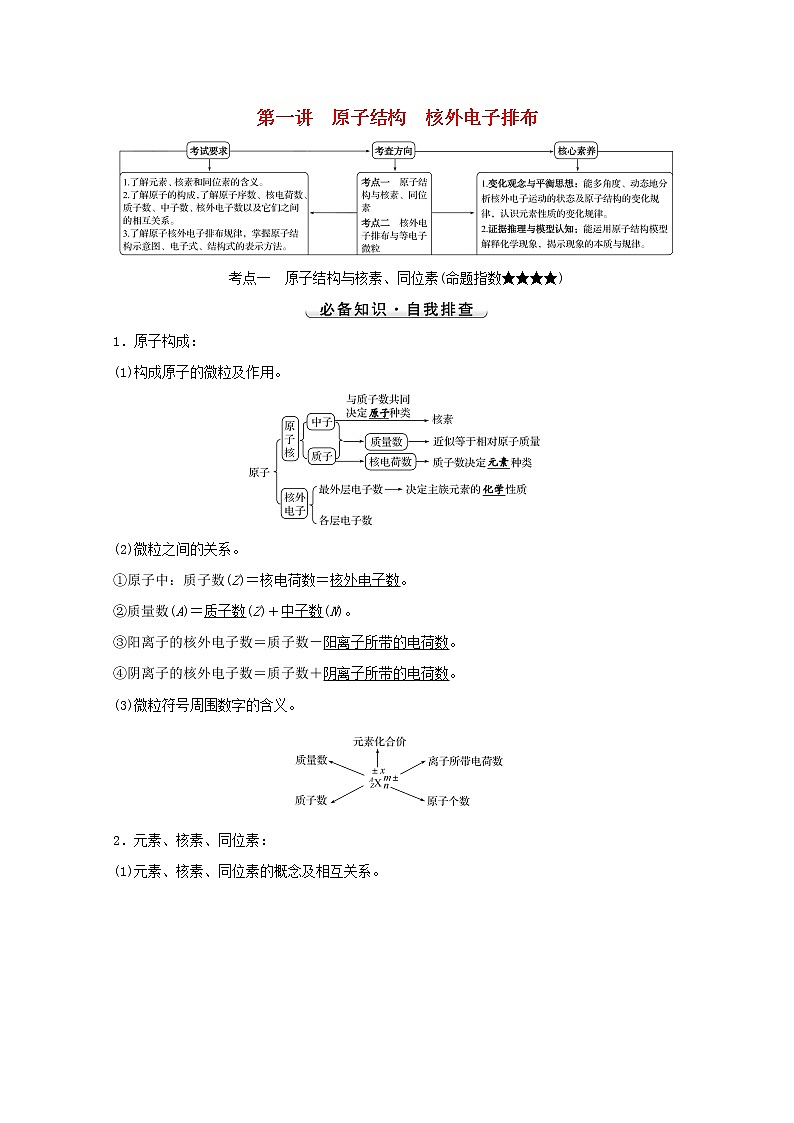 2022版高考化学一轮复习第五章物质结构元素周期律第一讲原子结构核外电子排布学案新人教版第1页