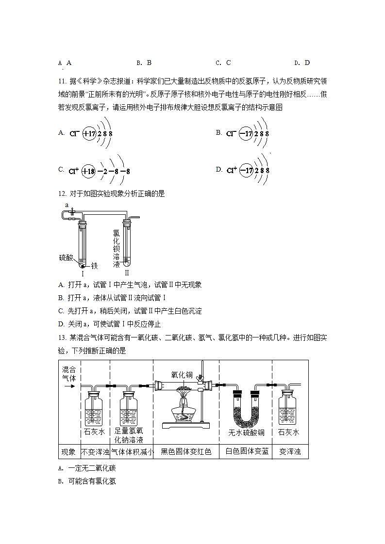 高一 上海交通大学附属中学2021-2022学年高一上学期摸底测试化学试题无答案03
