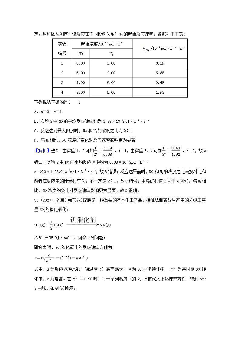 七化学反应速率常数和平衡常数专练 高考化学一轮复习专项练含解析02