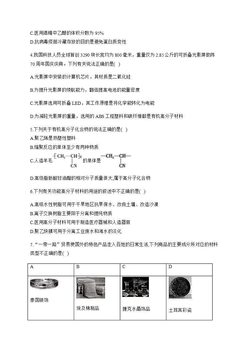 人教版（2019）化学选择性必修三 5.2.3     功能高分子材料第2页