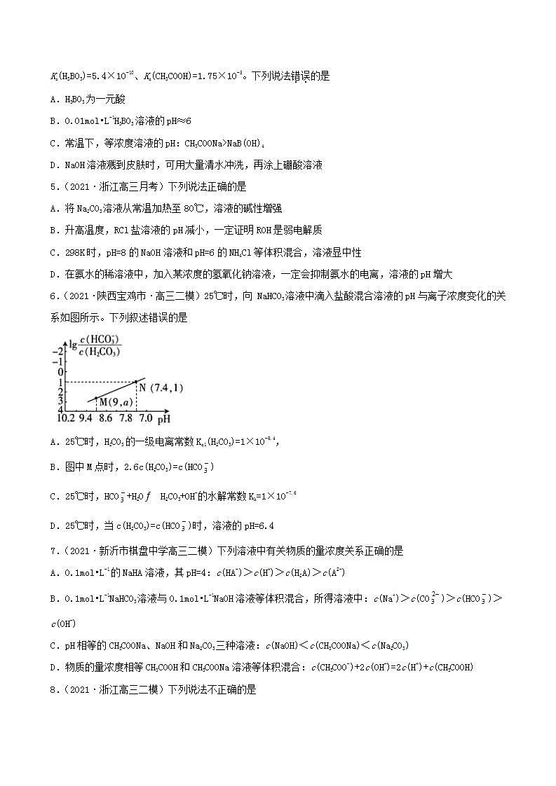 第25讲  盐类水解（练）-2022年高考化学一轮复习讲练测02