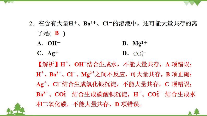 （新教材）2021-2022学年人教版化学必修第一册作业课件：第一章+高效作业4+【第2课时　离子反应】03