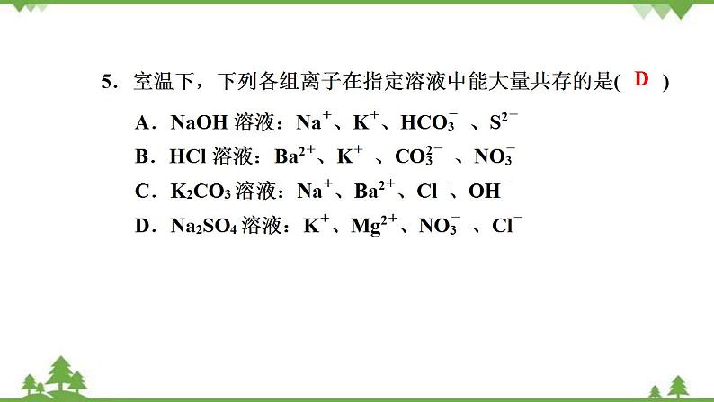 （新教材）2021-2022学年人教版化学必修第一册作业课件：第一章+高效作业4+【第2课时　离子反应】06