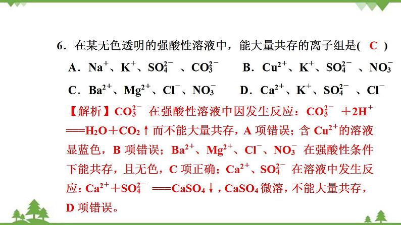 （新教材）2021-2022学年人教版化学必修第一册作业课件：第一章+高效作业4+【第2课时　离子反应】08