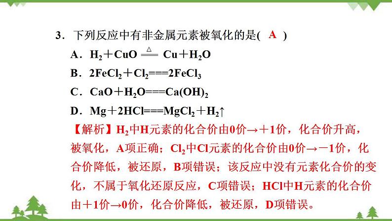 （新教材）2021-2022学年人教版化学必修第一册作业课件：第一章+高效作业5+【第1课时　氧化还原反应】05