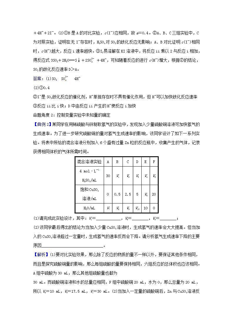 控制变量探究影响反应速率的因素 高考化学一轮复习强化提升课学案新人教版第2页