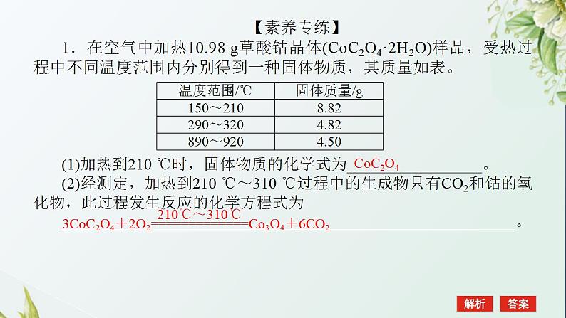 6金属化合物的热重分析法课件新人教版 高考化学一轮复习03