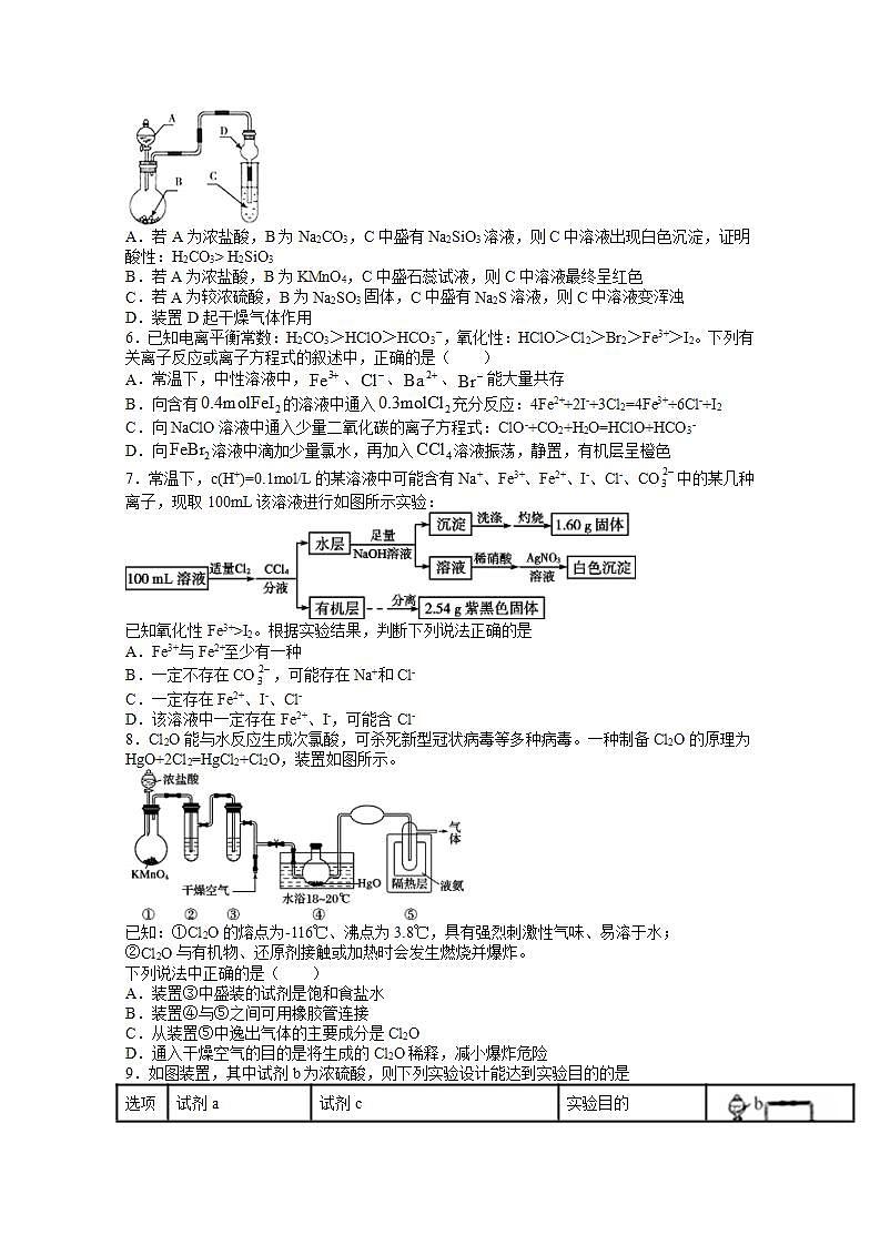 2022届高三化学一轮高考复习常考题型：17卤素及其化合物专题02