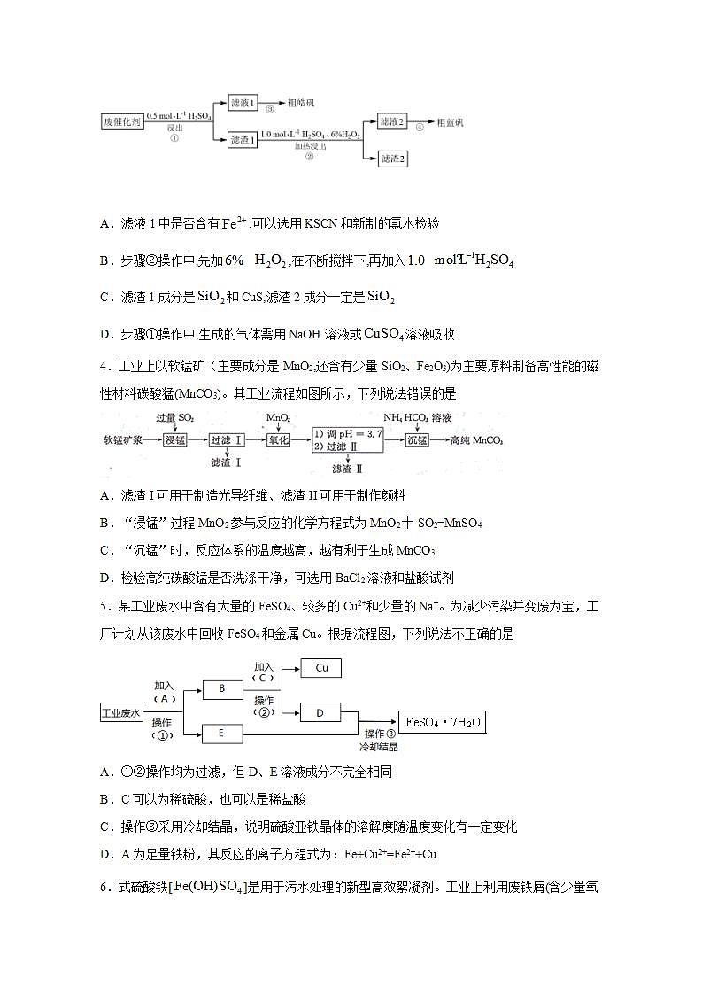 2022届高三化学一轮高考复习常考题型：28陌生情景下金属化合物制备流程题第2页