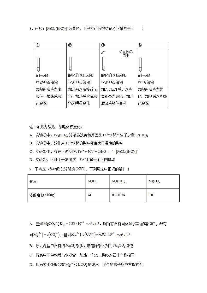 2022届高三化学一轮高考复习常考题型：59沉淀的溶解与生成综合题03