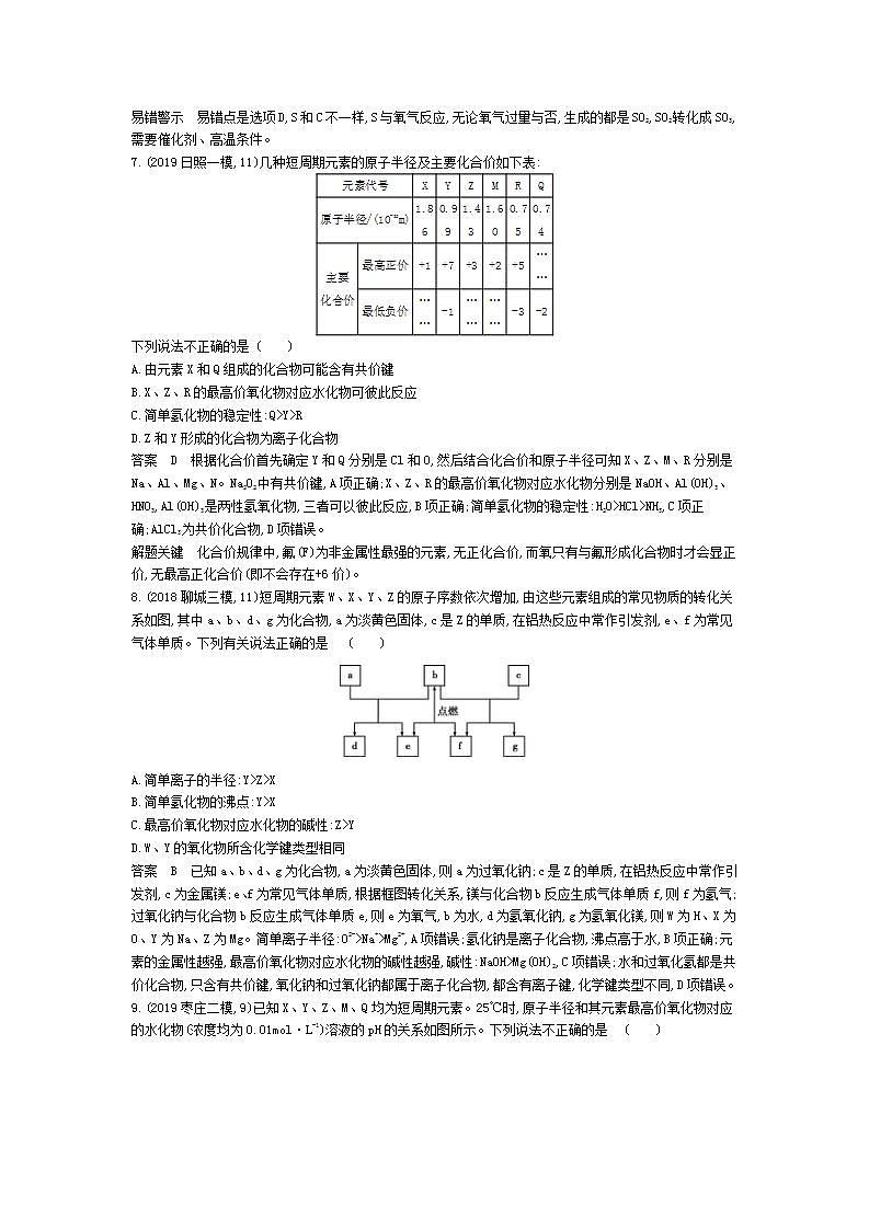 2022版高考化学选考山东专用一轮总复习集训：专题七原子结构元素周期表与元素周期律 专题综合检测03