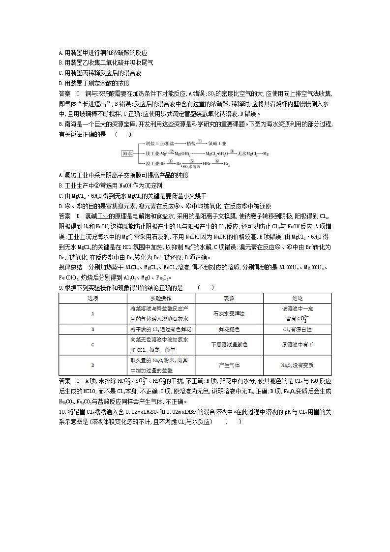 2022版高考化学选考山东专用一轮总复习集训：专题五非金属及其化合物 专题综合检测03