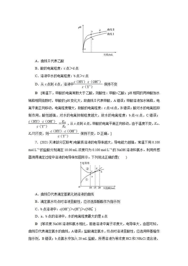 2022高考化学一轮复习训练：专题突破（八） 突破酸碱中和图像中的五个关键点第3页