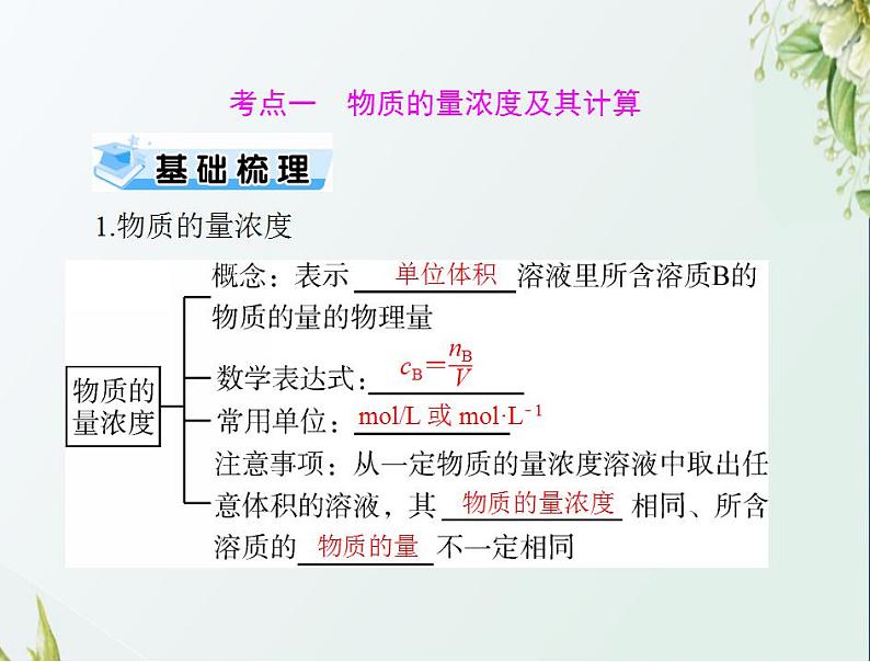 通用版高考化学一轮复习模块1化学基本概念第一单元第2节物质的量在化学实验中的应用课件第3页