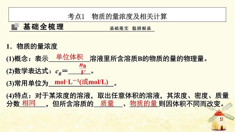 2022届高考化学一轮复习专题1化学家眼中的物质世界第3讲物质的量浓度及其溶液的配制课件苏教版第3页