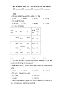 浙江省苍南县20021-2022学年高一10月月考化学试题(word版含答案)