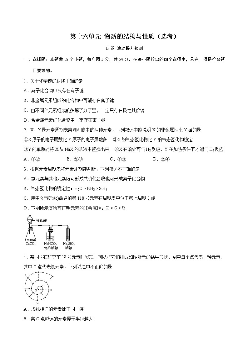第16单元 物质的结构与性质（选考）（B卷 滚动提升检测）（学生版）01