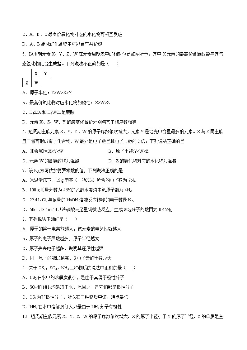 第16单元 物质的结构与性质（选考）（B卷 滚动提升检测）（学生版）02