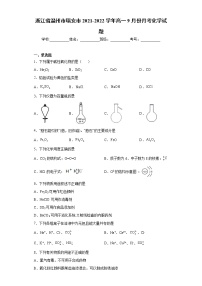 浙江省温州市瑞安市2021-2022学年高一9月份月考化学试题（word版含答案）