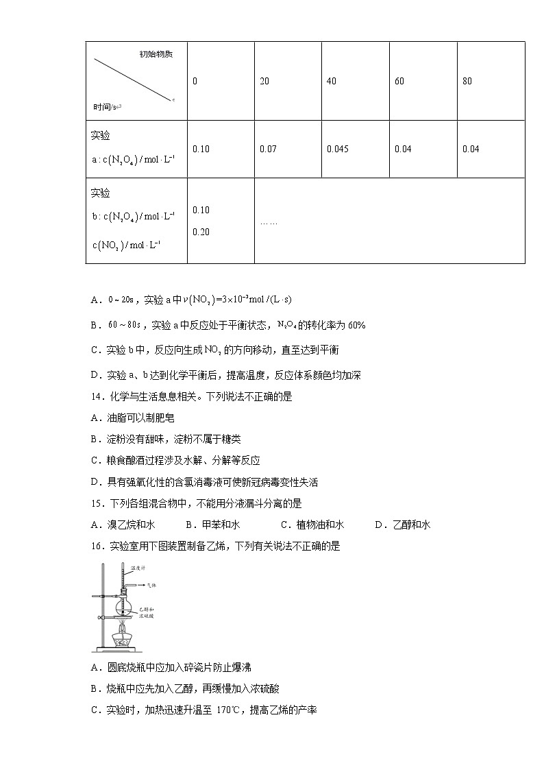 北京市朝阳区2021-2022学年高二下学期期中学业水平调研化学试题（word版含答案）03