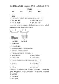 山东省聊城市阳谷县2021-2022学年高一上学期10月月考化学试题（word版含答案）