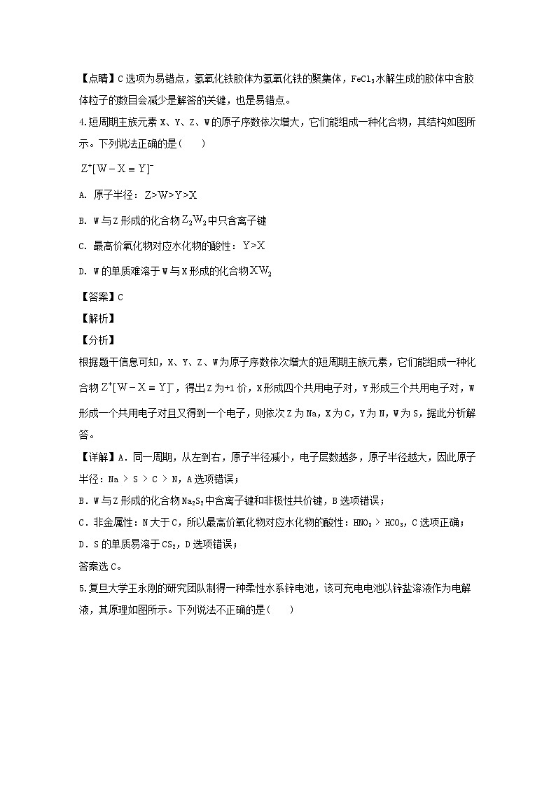 吉林省白山市2020届高三二模考试理综化学试卷+Word版含解析03