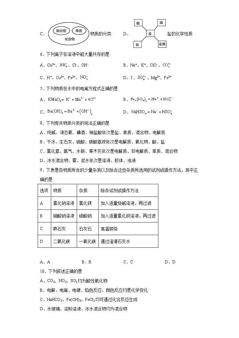 河南省原阳县2021-2022学年高一上学期第一次月考化学试题（word版含答案）02