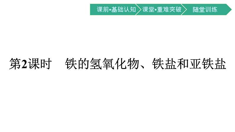 2021-2022学年高中化学新人教版必修第一册 第3章第1节第2课时铁的氢氧化物、铁盐和亚铁盐课件（52张）第1页