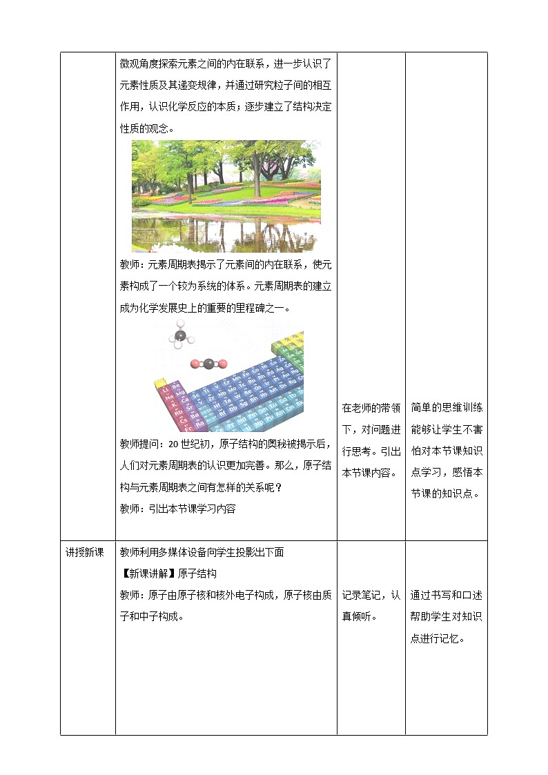 2020-2021学年高中化学新人教版必修第一册 第4章 第1节（第1课时）原子结构与元素周期表 教案02