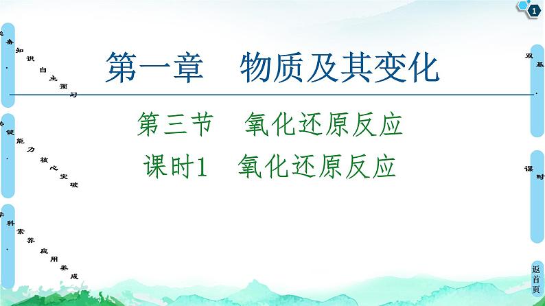 2020-2021学年高中化学新人教版必修第一册 第1章 第3节 课时1　氧化还原反应课件（62张）第1页