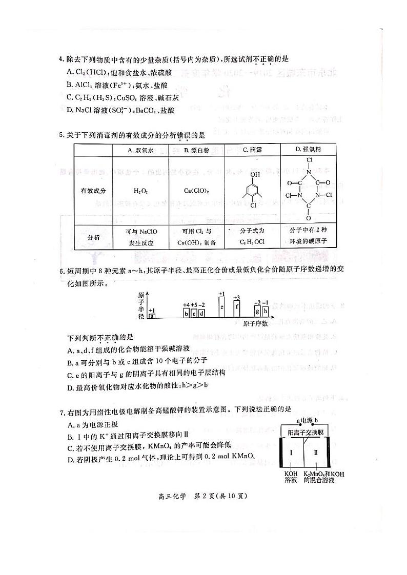 东城区2020届高三二模化学试题及答案第2页