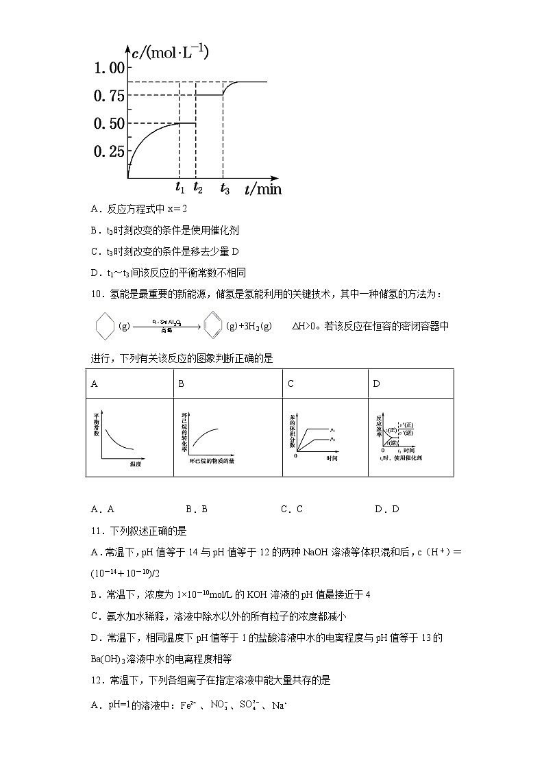 山西省怀仁市2021-2022学年高二上学期第二次月考化学试题（word版含答案）第3页