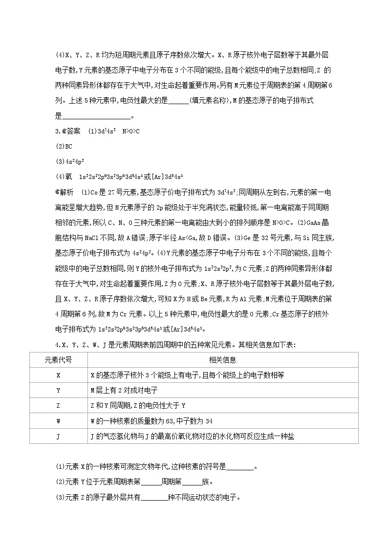 通用版2022届高三化学一轮复习强化训练原子结构与性质含解析第3页