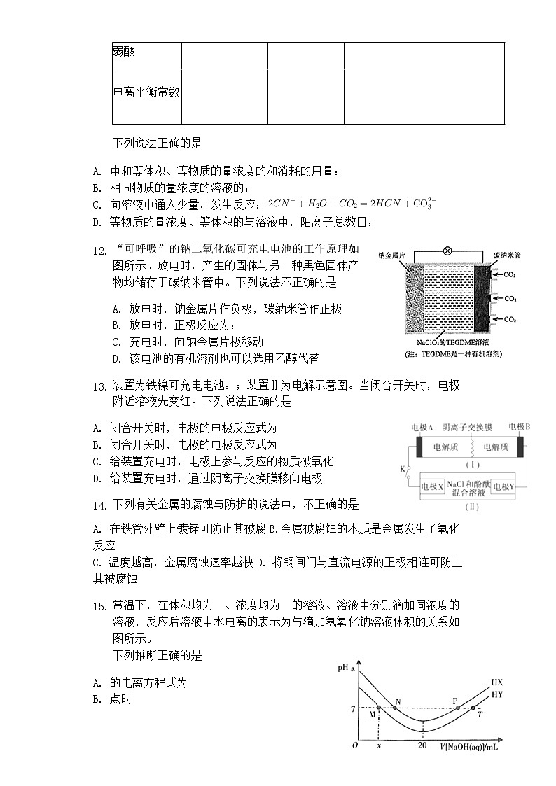 吉林省辉南县第六中学2021-2022学年高二上学期10月周测化学试题 Word版含答案03
