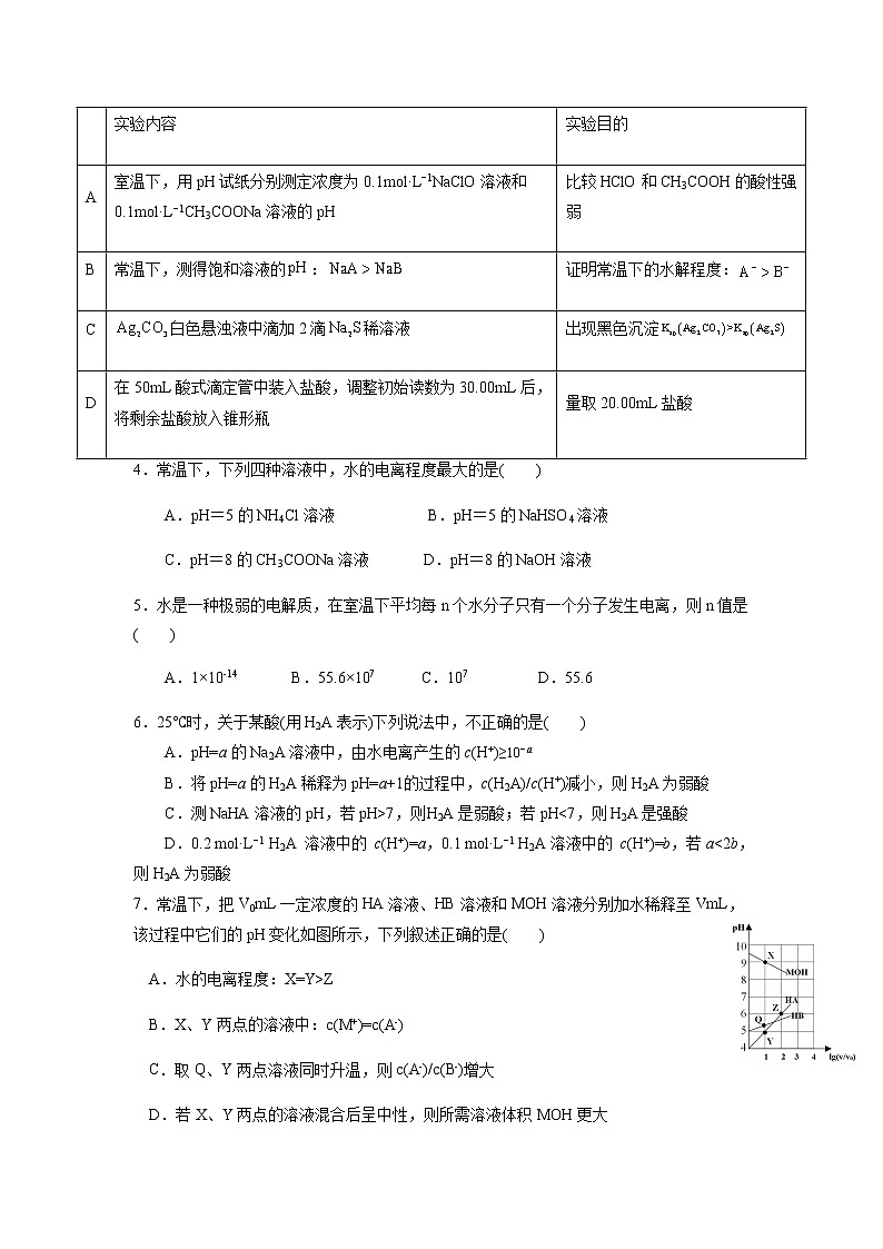 内蒙古鄂尔多斯市第一中学2021-2022学年高二上学期第一次月考化学试题 含答案02