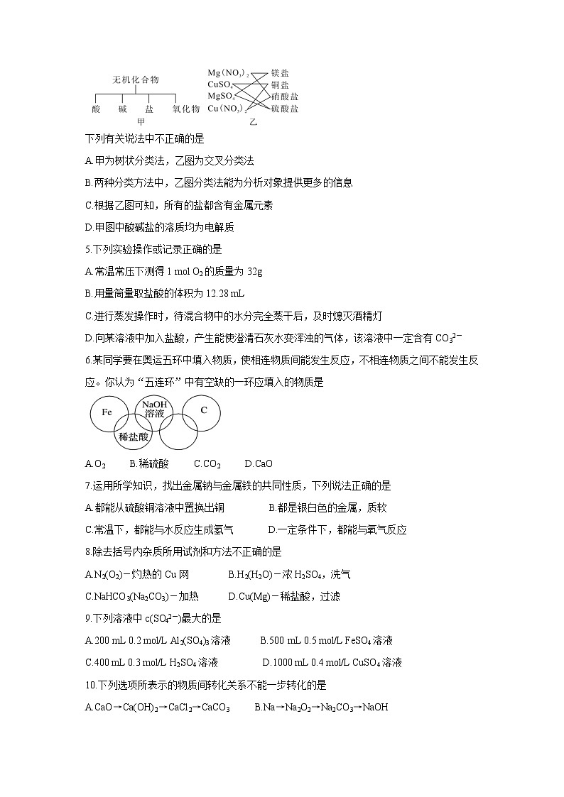 河南省郑州市新郑市2021-2022学年高一上学期10月第一次阶段性检测 化学 含答案第2页
